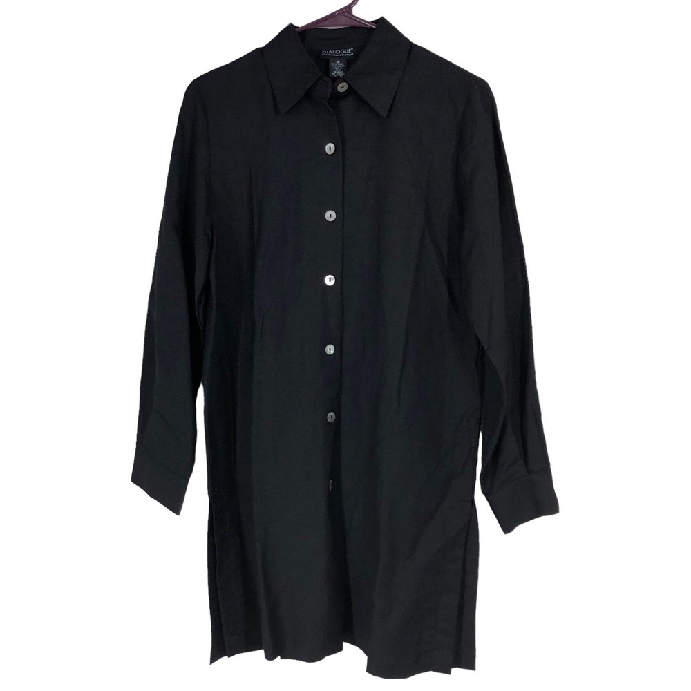 NWT Dialogue Linen Blend Shirt Tunic Dress w/Mother of Pearl Buttons, LonglineXS